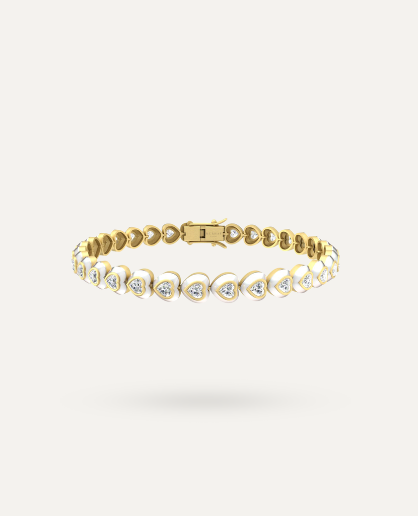 Heart Tennis Bracelet - White – MURHAF JEWELRY